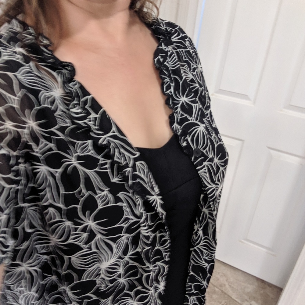 Super cutel see through blouse over dress shirt